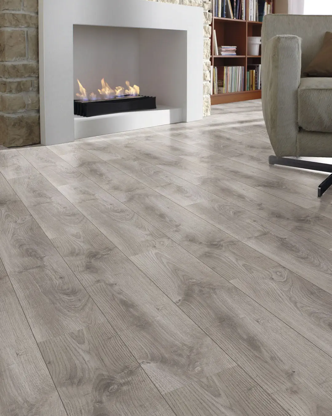 Piso Flotante Melamínico Roble Gris 8mm Biselado Textura Clásica (2,41m2 x caja)