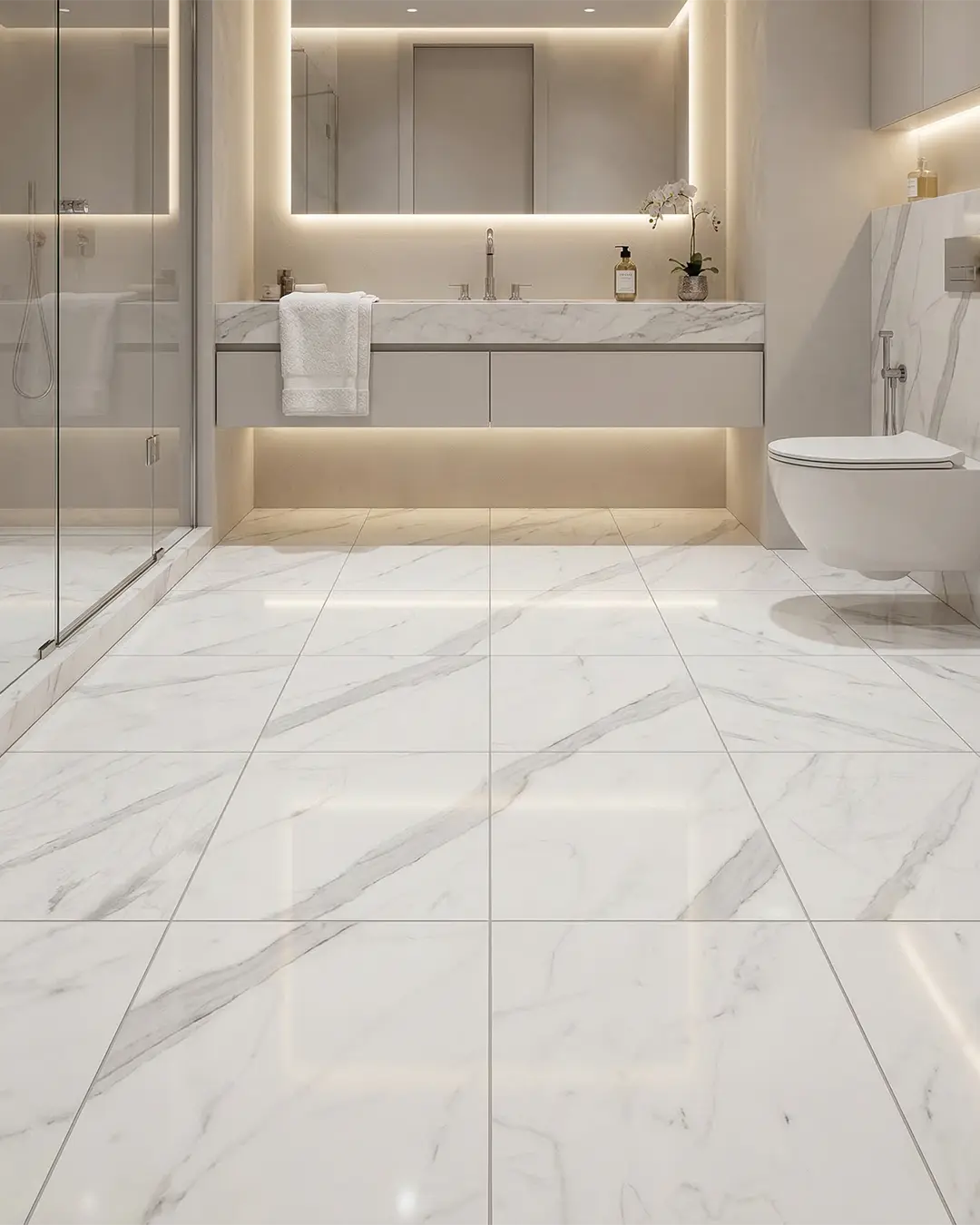 Piso Porcelánico Statuario Bianco 60x60cm (1,8m2 x caja) - Image 3