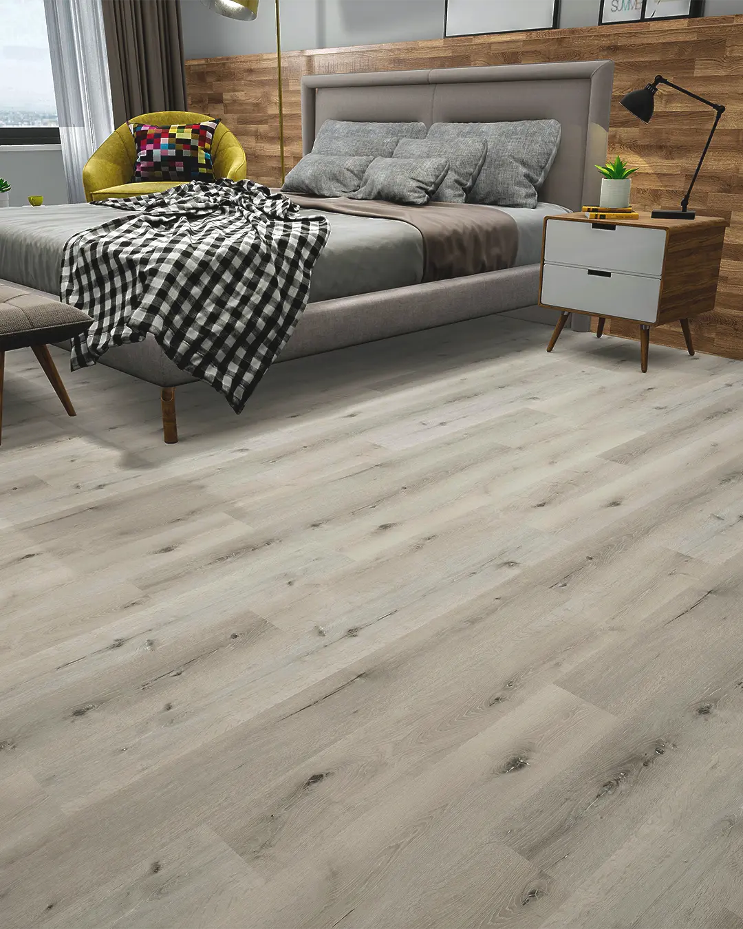 Piso Vinílico Gris Antártico SPC 5,5(0,5)(4+1,5mm) EVA (2,64m2 x caja)