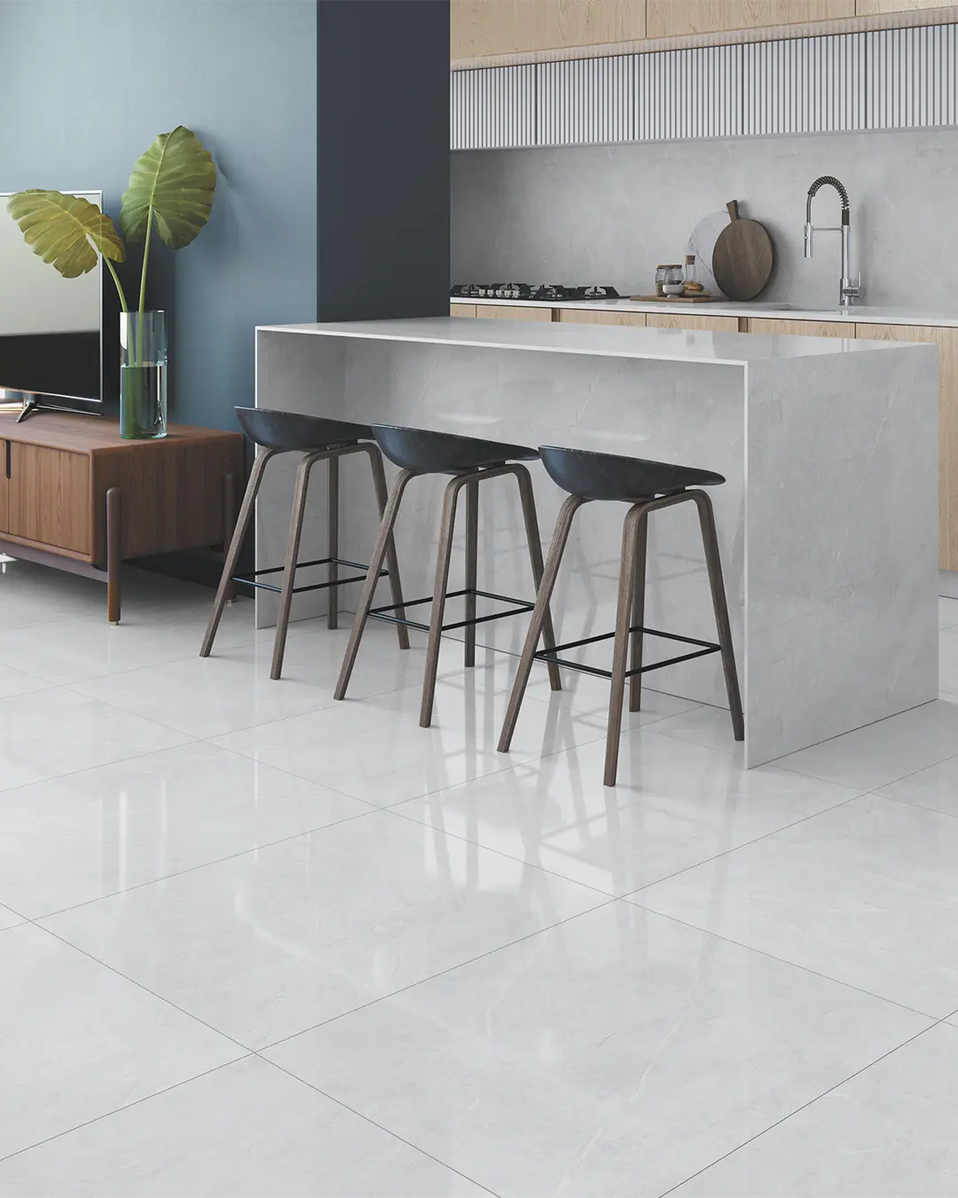 Piso Cerámico Pulpis Grey Pulido 72x72cm (2,07m2 x caja)