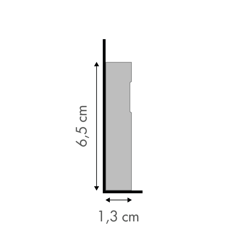 Zócalo Pino PET Blanco Recto 13x65x2400mm (2,4mtl x tira) - Image 2